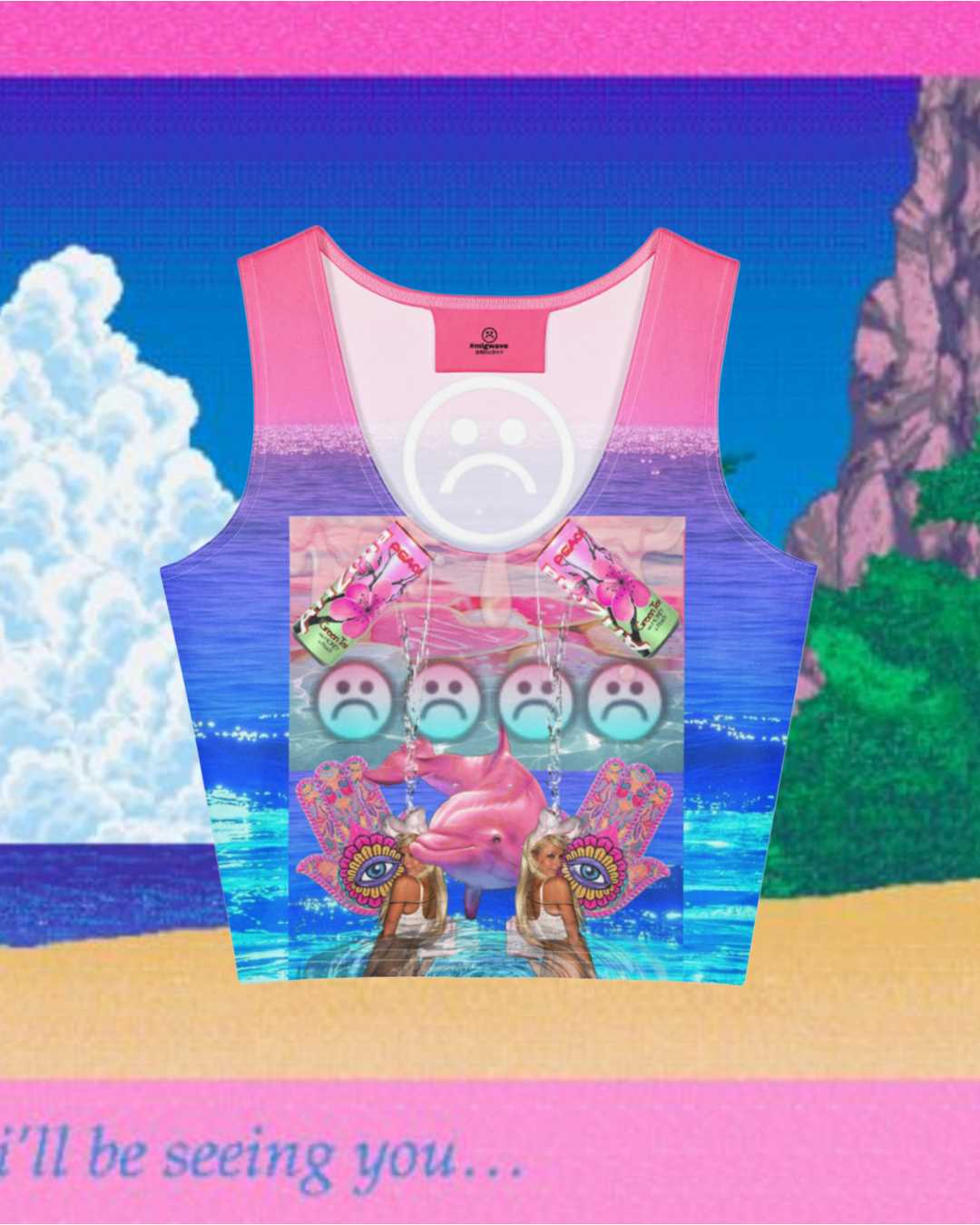 Paris Dolphin cropped tank